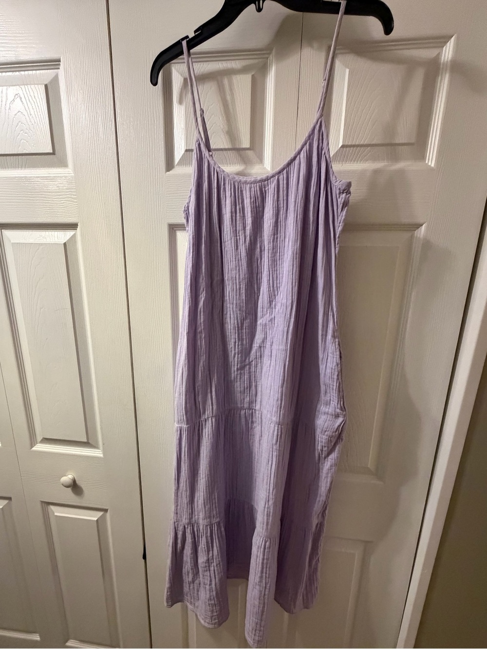 Pact Lavender Coastal Cami 100% Organic Cotton Maxi Dress Size L
